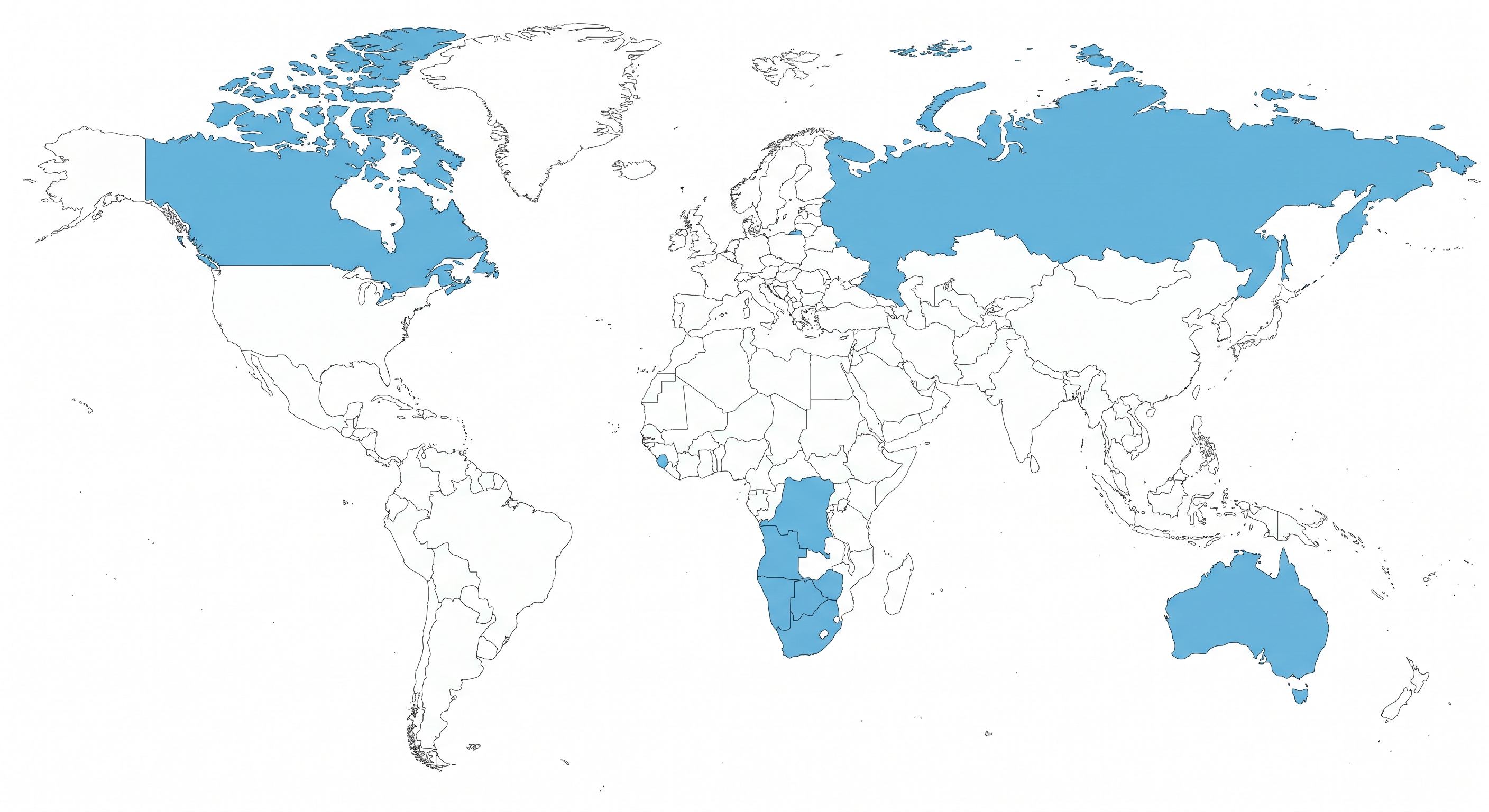 Carte des pays producteur de diamants